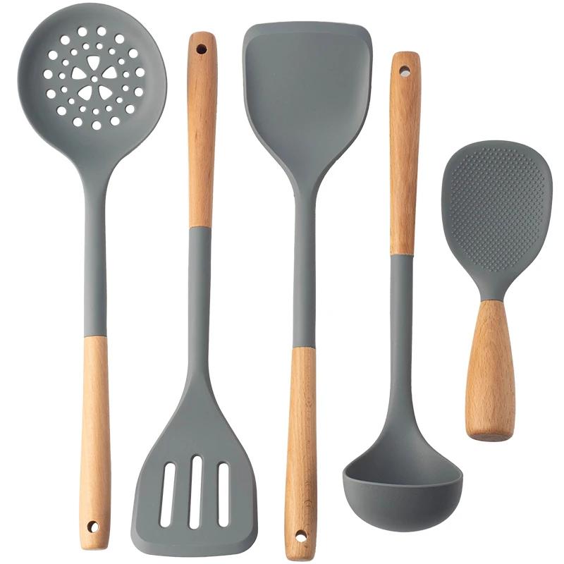 5Pcs High-grade Silicone Kitchen Utensils Spatula Spoon Rice Spoon Kitchen Gadgets Kitchen Accessories Home Kitchen Items