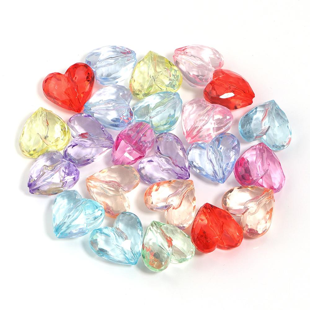 20Pcs 17x19mm Colored Acrylic Cut Heart Beads Large Hole Loose Beads For DIY Fashion Bracelets Phone Chain Making Accessories