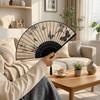 Chinese Style Silk Folding Fan Vintage Bamboo Fan Portable Decorative Fan  Home Decor
