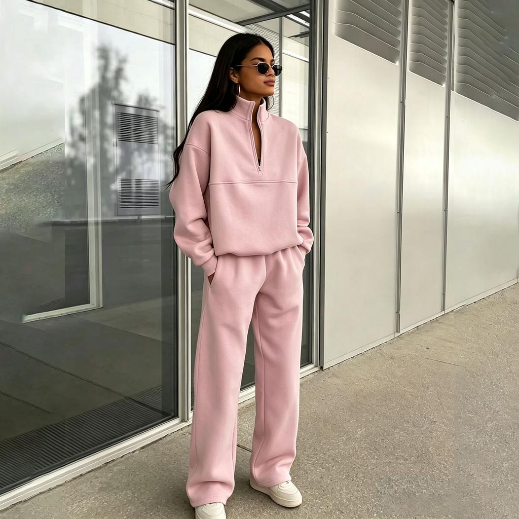 Women's Fashion Casual Color Two Piece Sweatshirt and Pants Set for Everyday Wear