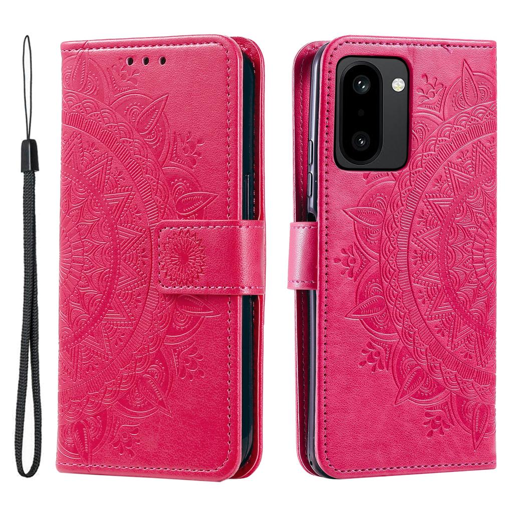 For OnePlus 15R 5G Stand Case Imprinted Totem PU Leather Wallet Phone Cover with Wrist Strap