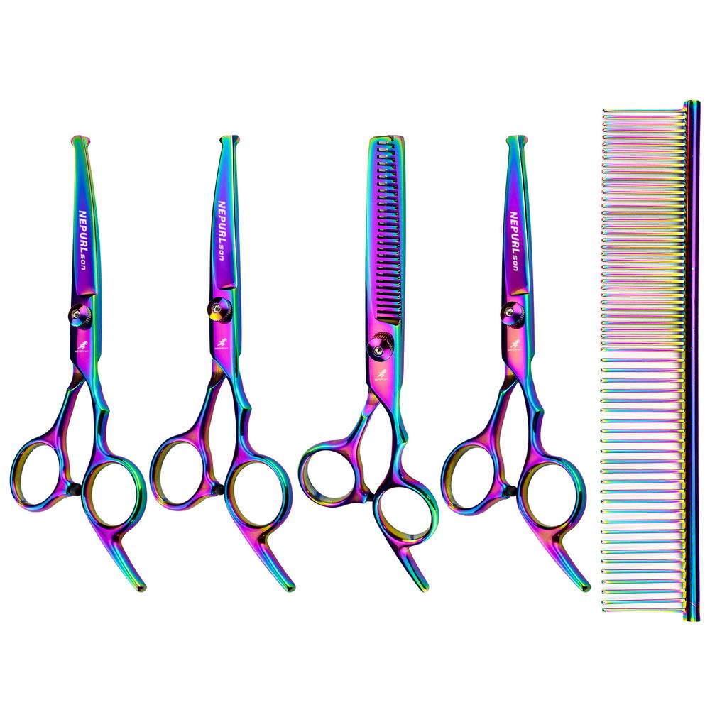 6.0 Inch Baby Head Height Screws 4 Packs, High-End Pet Beauty Scissors Curved And Straight Scissors Set
