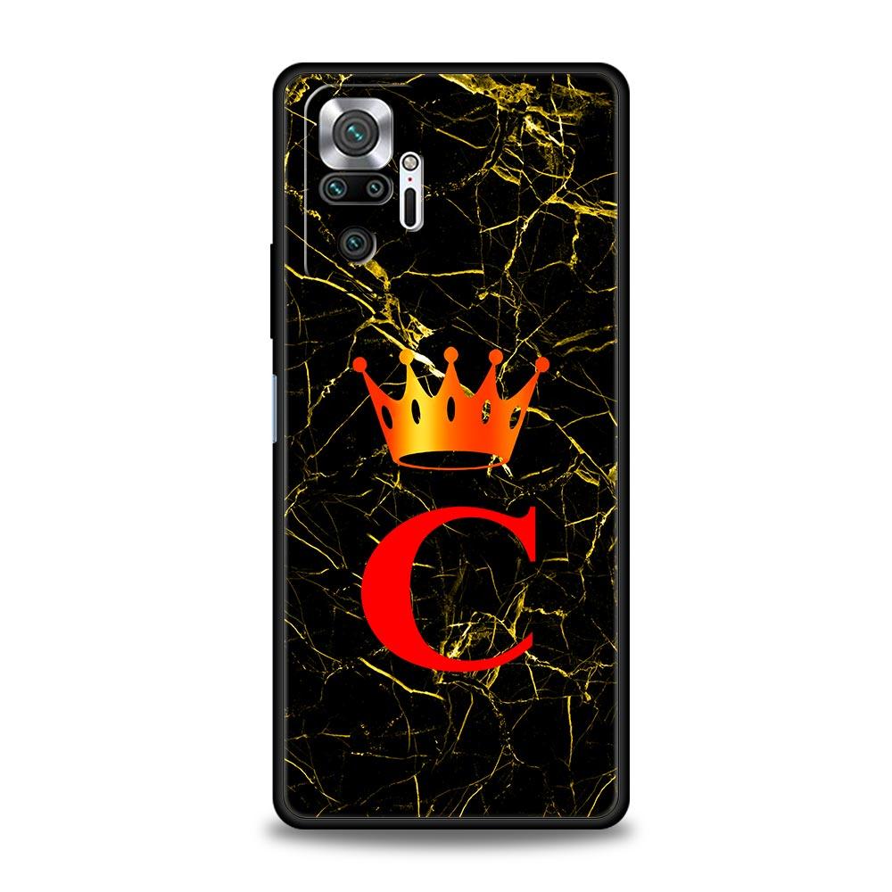 Marble Letter Phone Case Cover for Redmi 14C 10C Note 15 14 13 12 10 11 K40 Pro Plus 5G Soft TPU Shockproof Shell Fundas Capas