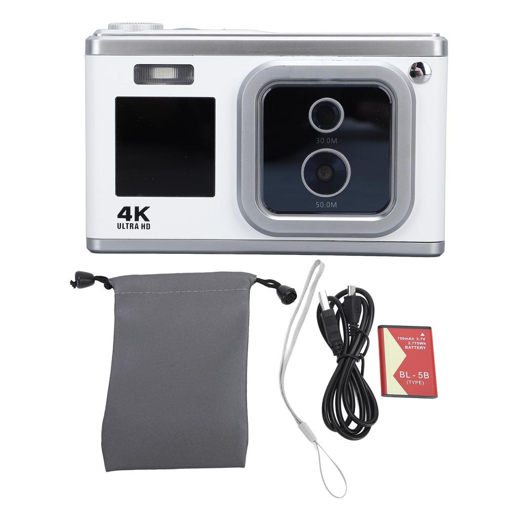Digital Camera 4K HD Dual IPS Screen 50MP 30MP Dual Lens 16X Digital Zoom AF Built In Flash Small Camera for Teens
