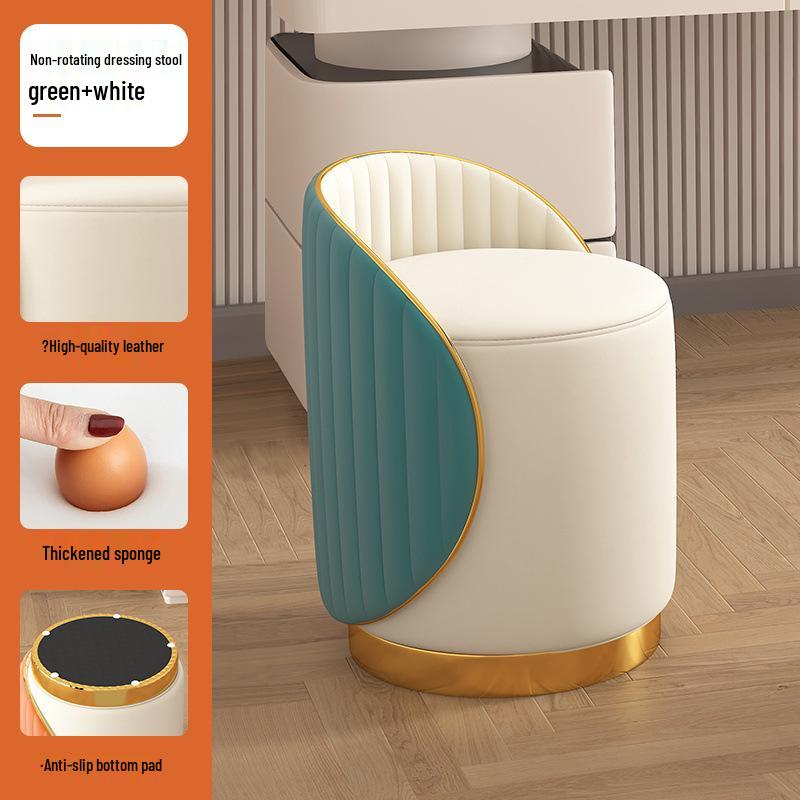 Stołek do makijażu z litego drewna: Lekki Luksus Okrągłe Krzesło do Salonu lub Toaletki, Dostawa Tego Samego Dnia