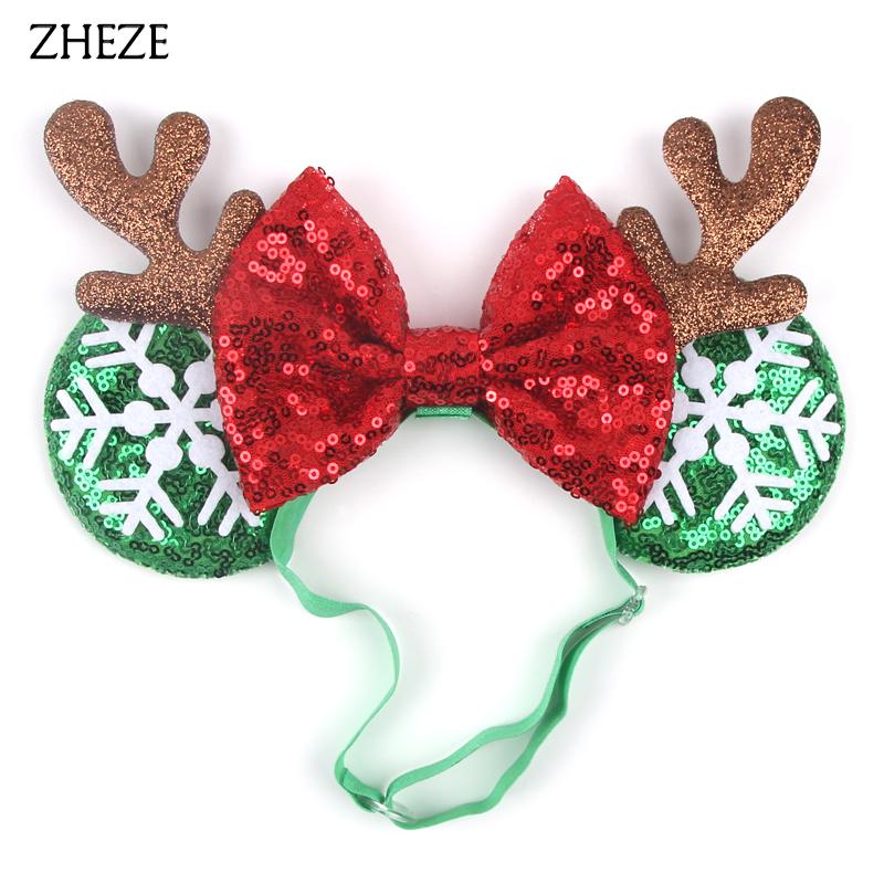 Disney 3,3" Minnie Mickey Ohr Elastische Stirnbänder Neugeborenen Mode Glitzer Verstellbares Haarband Baby DIY Haarschmuck Festival Reise