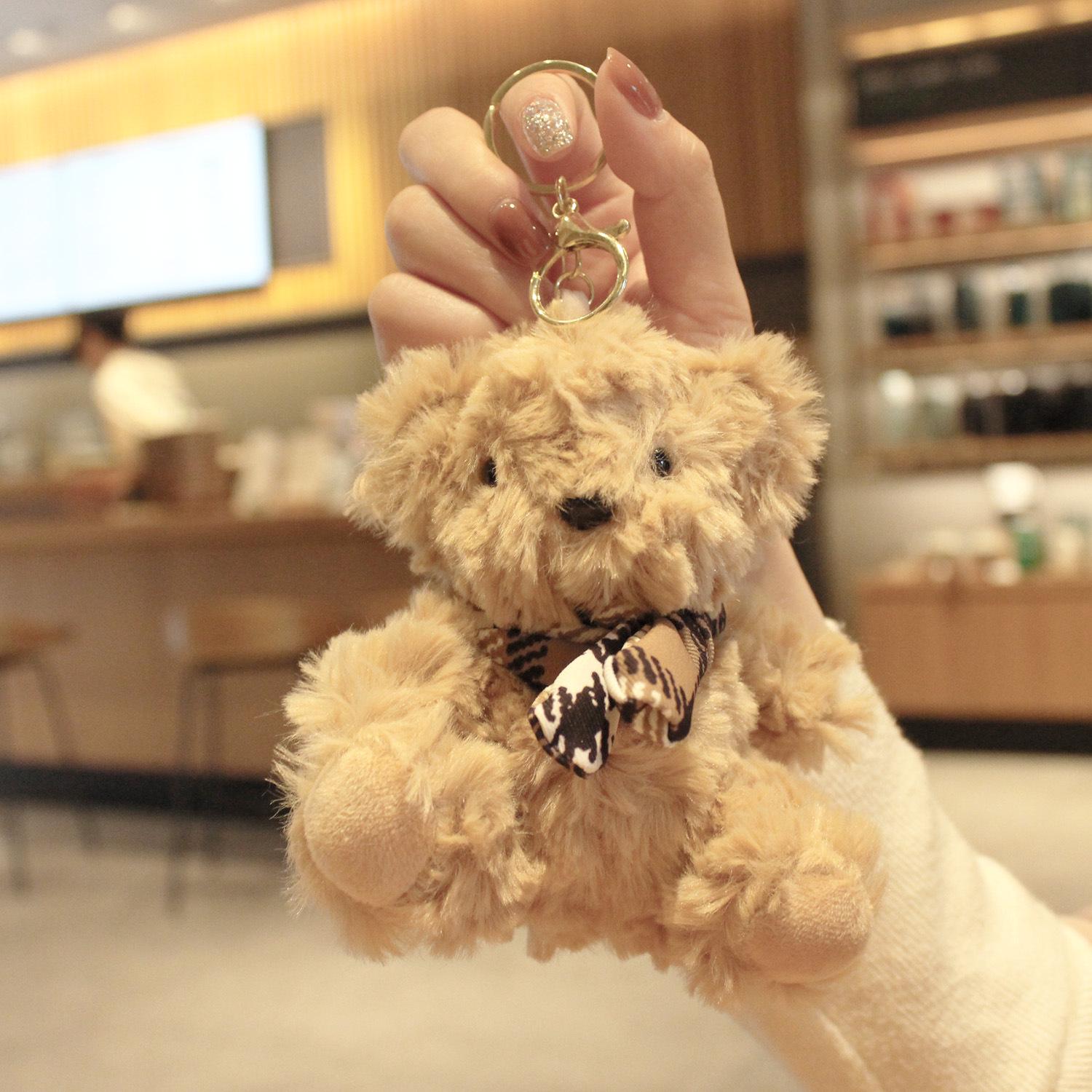 Adorable Teddy Bear Plush Keychain Doll - Kids Claw Machine Pendant светло-коричневого