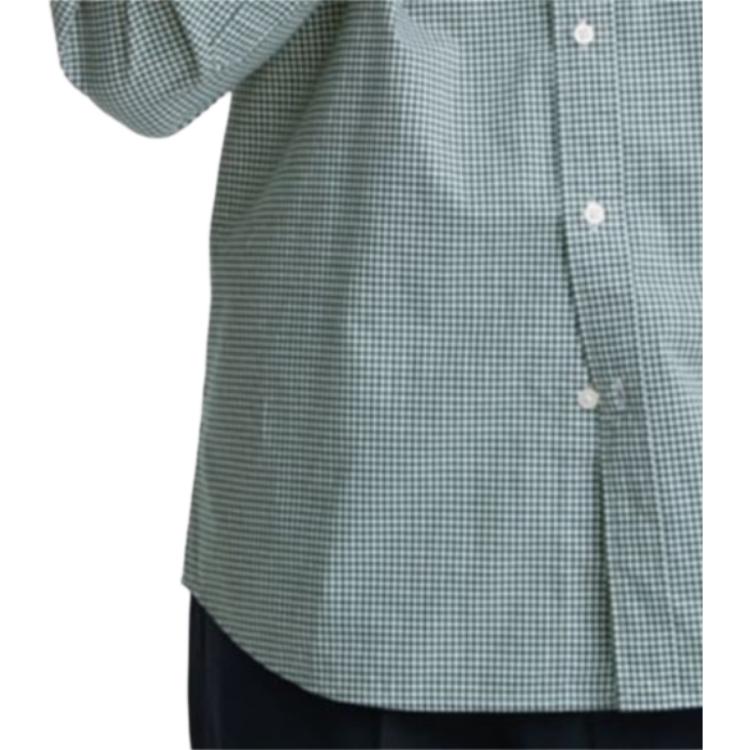 UNIQLO Single-Breasted Checkered Long Sleeve Shirt Unisex shirts Dark-Green 462379-58