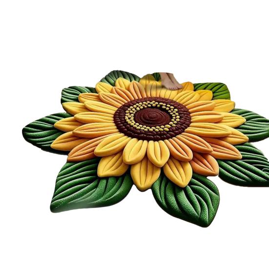 Yousheng Floor Mat Large Size Non-Slip Backing Plush Rug 3D Sunflower Design Door Mat Living Room Bathroom Kitchen Decoration
