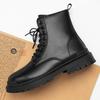 Leather Black Men'S Biker Boot Fashion Youngwaterproof Trendy Boots Man Autumn Winter High Top Classicbasic Shoe