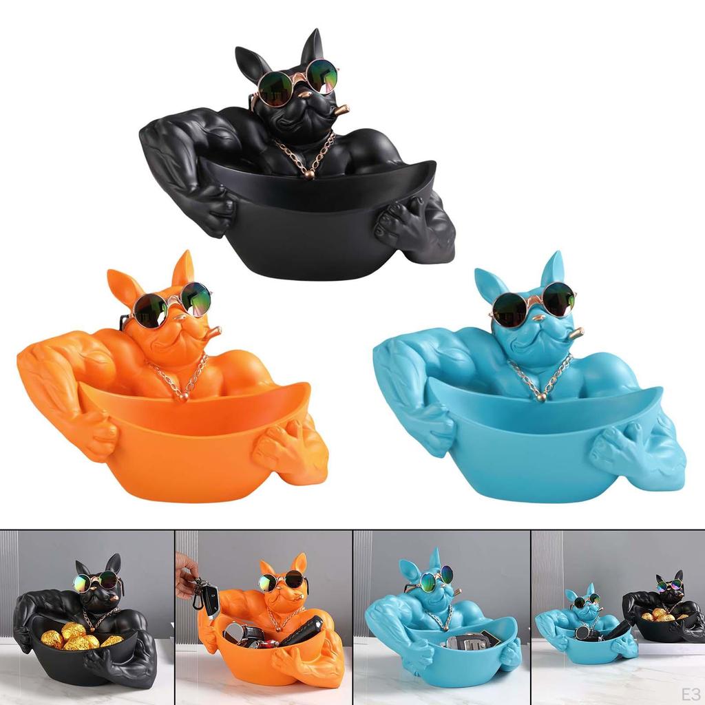 Poly-Resin Dog Statue Sculpture Entrance Key Storage Holder Container Cute for Keys Phone Wallet