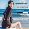 Women's Long Sleeve Sun Protection Diving Suit Set - Black Quick Dry Swimwear, Two-Piece for Snorkeling & Surfing.