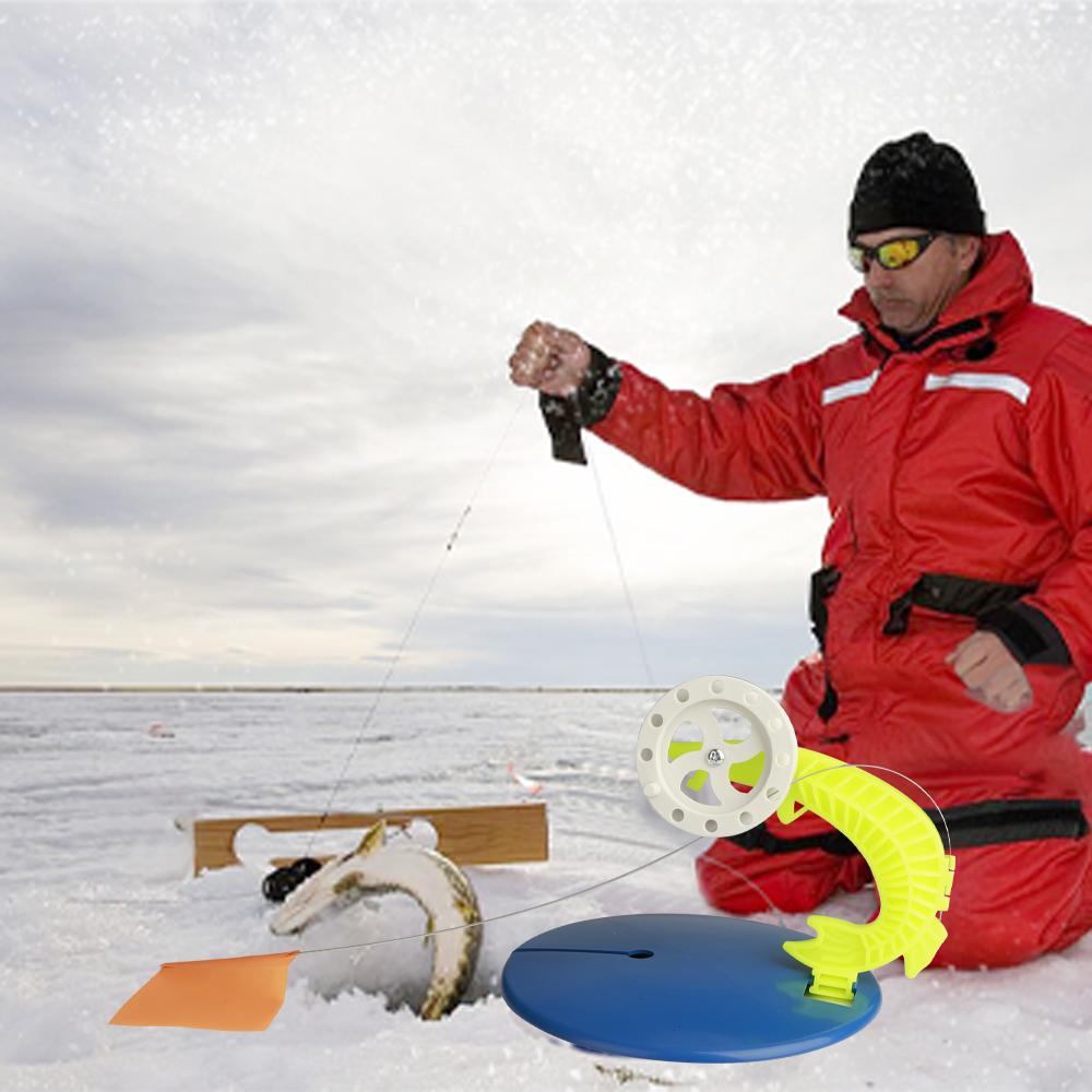 FTK Ice Fishing Flag Set Convenient Braking System Automatically Winter Ice Fishing Flag Indicator Equipment Tackle Tool