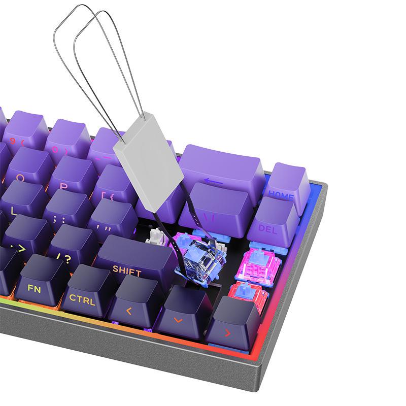 Custom Blue Switch Mechanical Keyboard - 68-Key Wired Office & Gaming with Side-Printed Keys
