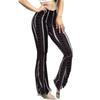 Women's Flared Pants with Paisley and Stripe Pattern, High Waist Bell Bottom Trousers