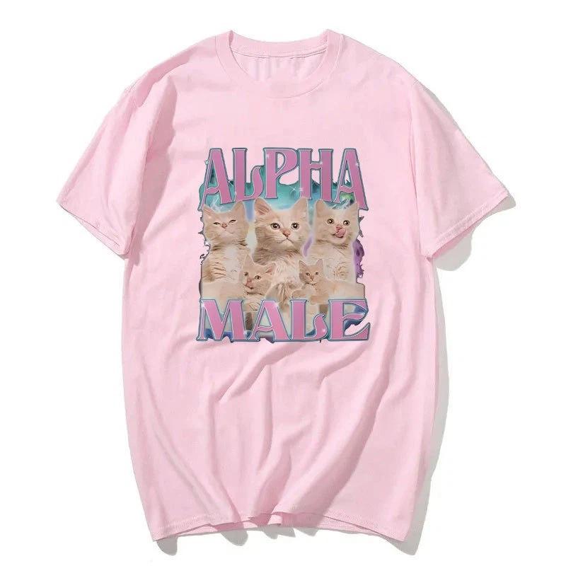 Alpha Male Cat Print TShirt Women Casual Fashion Funny Meme Summer Oversize ONeck Short Sleeve Tops for Women Tshirts