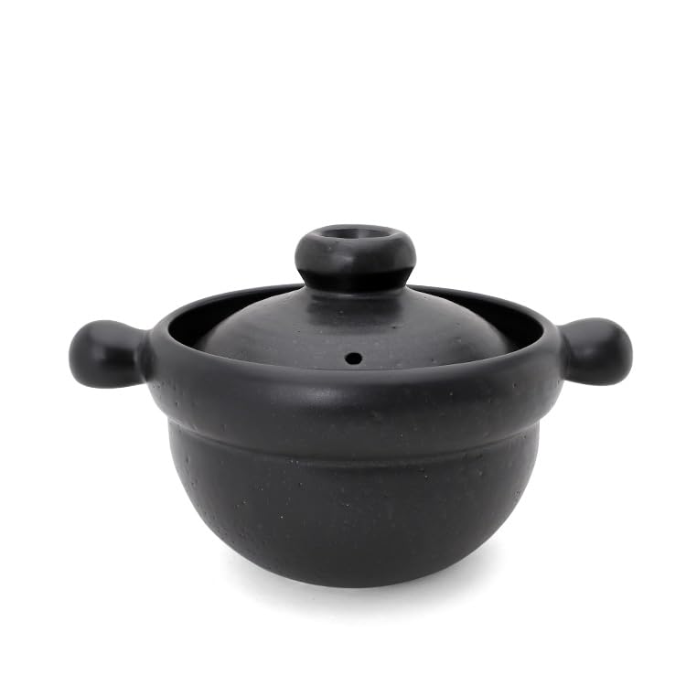 World Create Yayoi Touen Round Rice Pot, Black, 1 Go (15957)