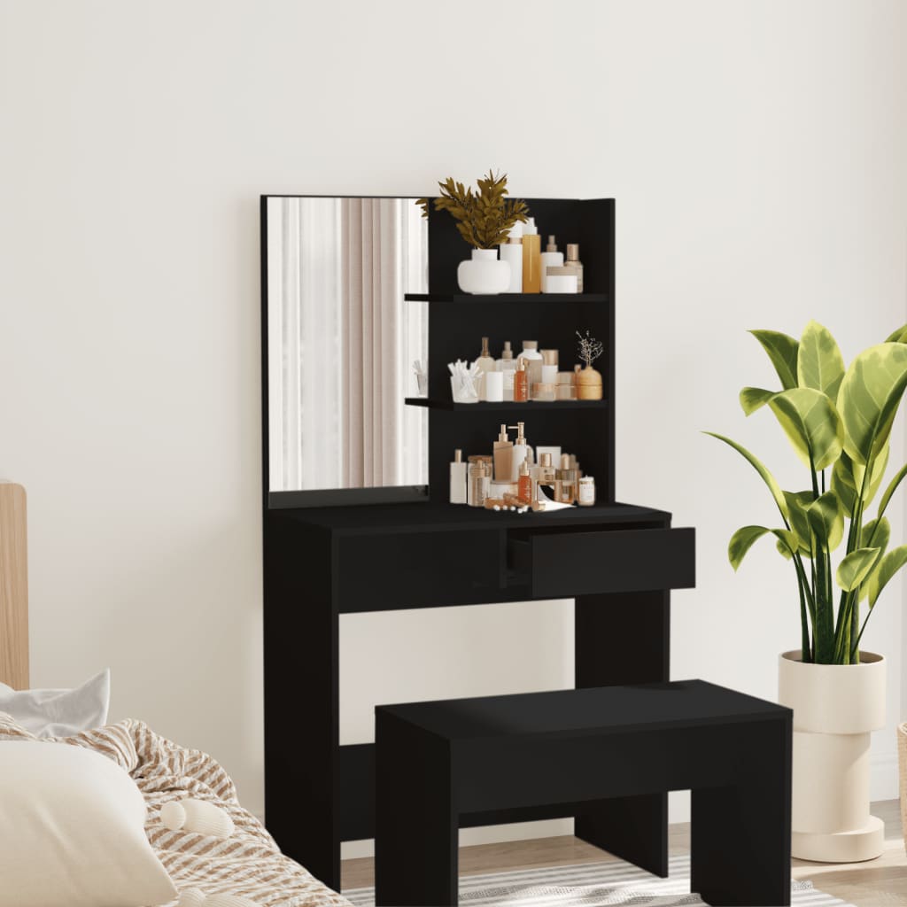 Moderner, minimalistischer Schminktisch mit Spiegel, Schminktisch mit Aufbewahrungsfächern, Schubladen zur Aufbewahrung, 74,5x40x141 cm