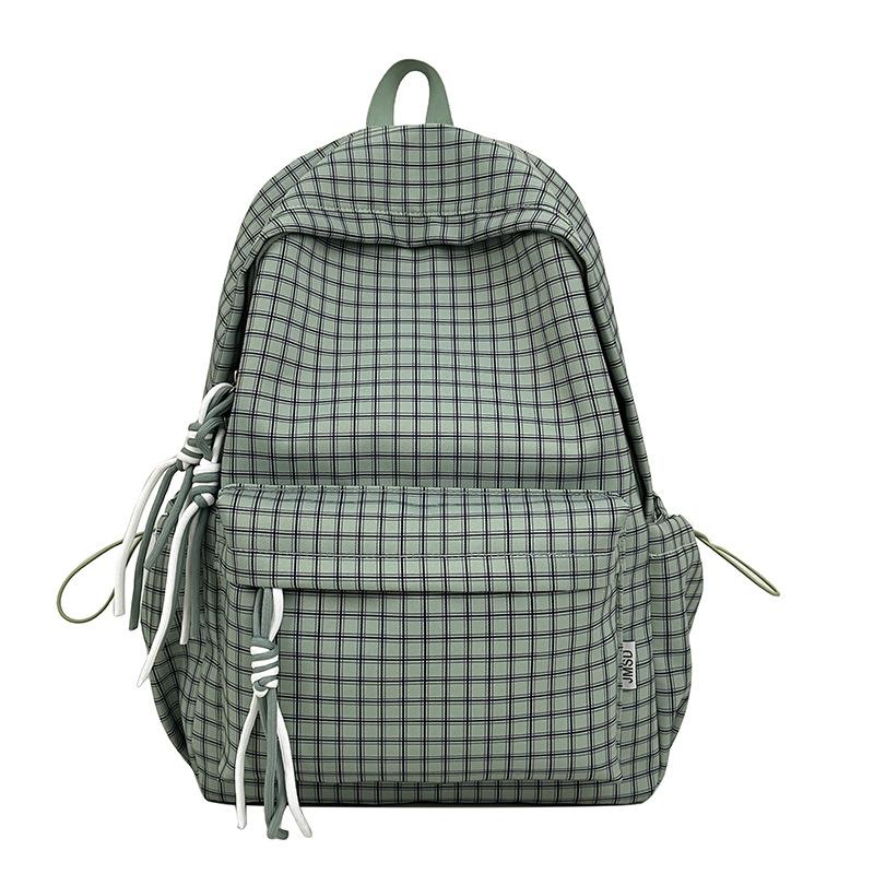 High Looks Forest Style Small Fresh Grid Girl Heart Travel Backpack Korean Version Instagram Style Student Party Class Backpack