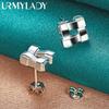 925 Sterling Silver Square Stud Earrings For Women Wedding Party Charm Jewelry