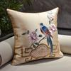 New Chinese-style Throw Pillows with Bird and Flower Embroidery Redwood Sofa Cushion Cover Large Cushion for Living Room Bed