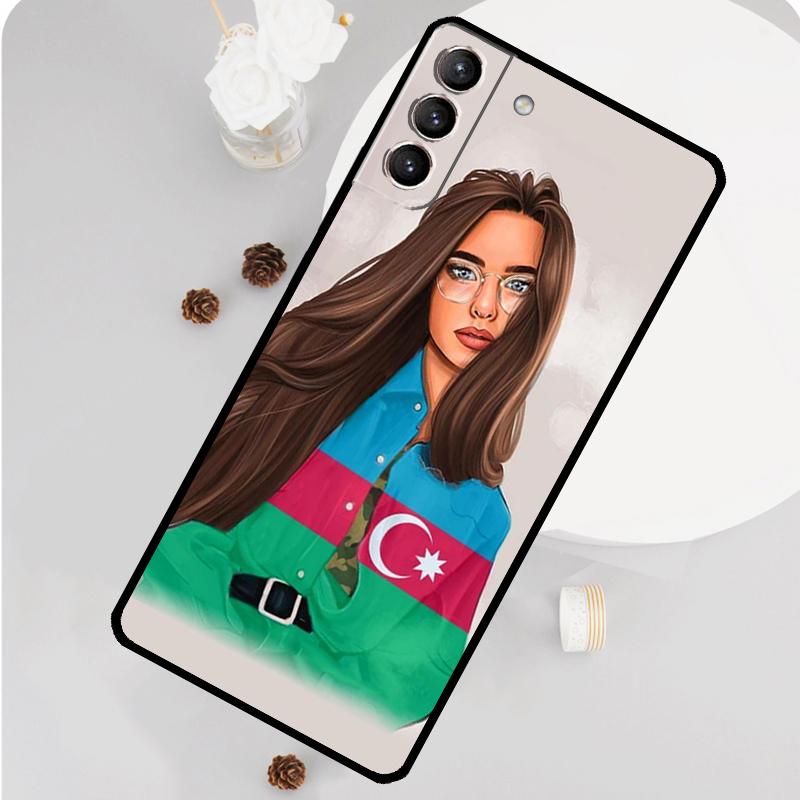 

Чехол для телефона Девушка с флагом Азербайджана для Samsung Galaxy S25 S26 Ultra S20 S21 S22 S23 S24 S10 Plus S25 FE Funda Cover Galaxy S24Ultra