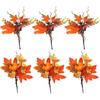 BEIJIALY 6Pcs Fall Floral Picks, Thanksgiving Table Flower Decor Fall Maple Leaves Branches with Pumpkins Berries Decor Fall Silk Leaves Branches for