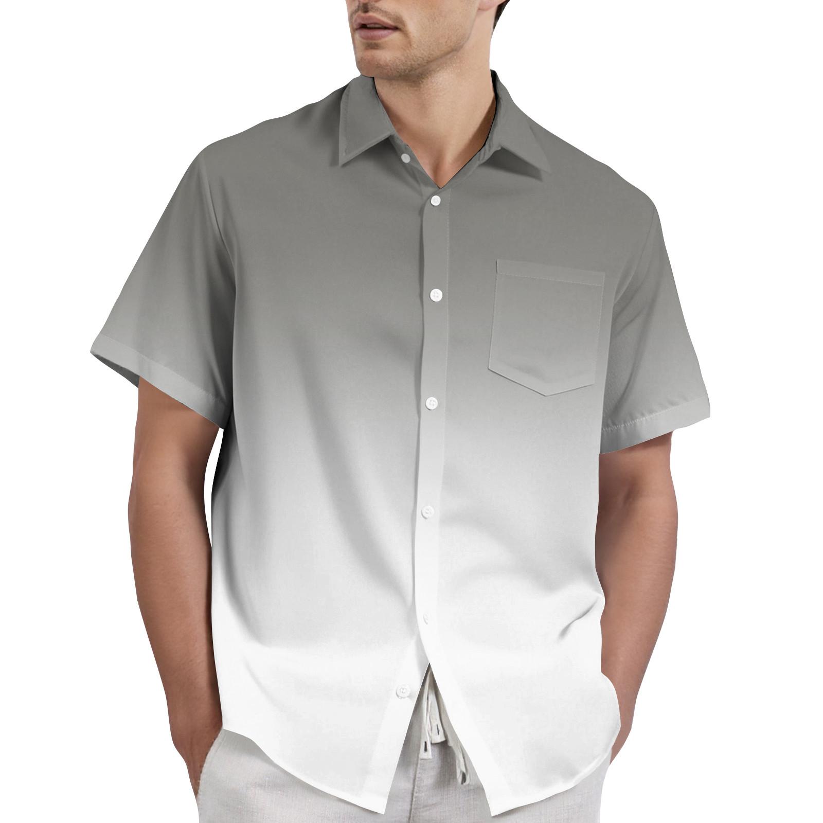 Рубашка с коротким рукавом повседневная мужская, с градиентной расцветкой M