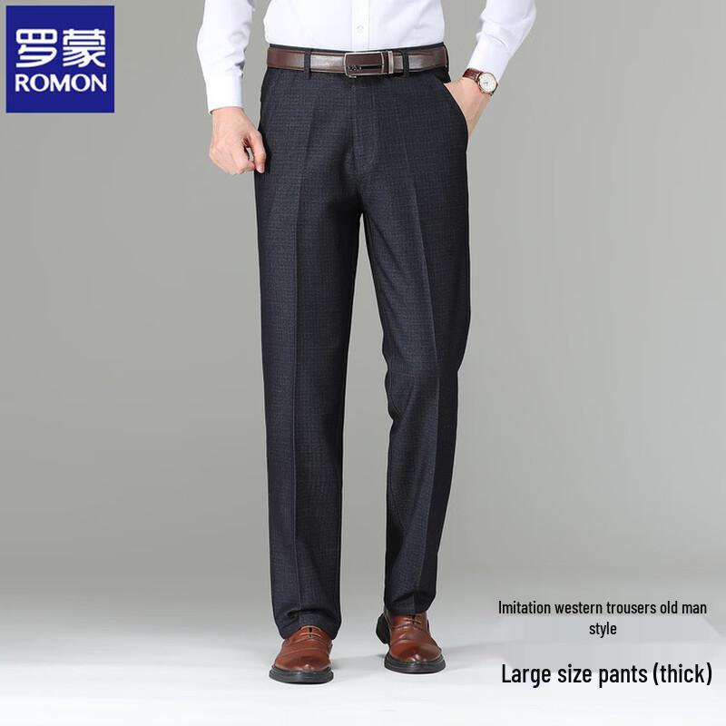 

ROMON Men s Summer High-Waist Loose Fit Casual Business Pants 36