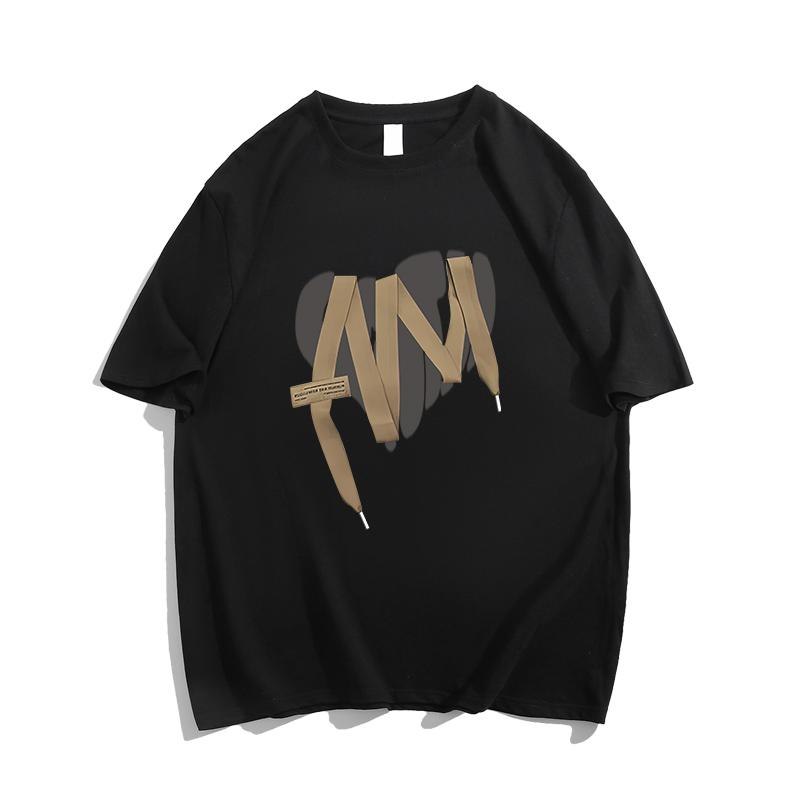 American Retro Ort Sve T-irt Women Summer 2023 New Hiphop Design Sensation Coffee Color Slimming Ins Trendy Couple Top