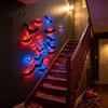 Easy Stick Halloween Wall Art LED Flying Bat, 3D Glowing Creepy Bats Decor, Festive Holiday Party Decorations 6 Sizes Durable PVC Ornaments for Indoor