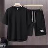 Lässige Sportbekleidung Herren Sommer Walf Kariertes Kurzarm-T-Shirt und Shorts 2-teiliges Set Koreanischer Trendiger Streetstyle