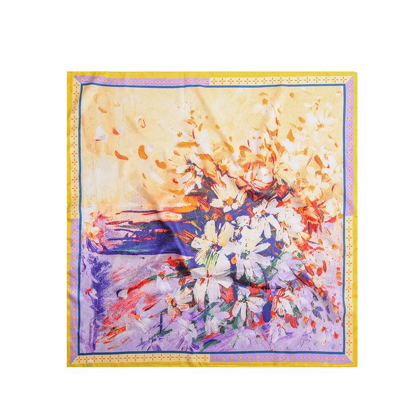 Foulard Stampati Primavera ed Estate, Foulard Quadrati 90 Fiore di Tè, Foulard da Donna Protezione Solare, Foulard, Accessori
