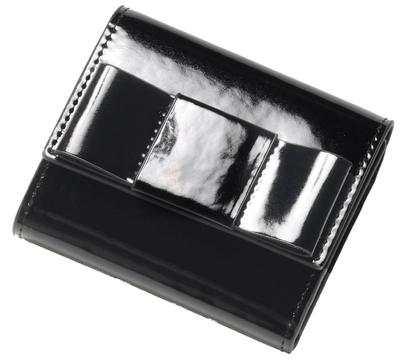 Altro Rose Black Ribbon Tri-fold Wallet, Mini Wallet, Small Coin Purse, Card Slots, Bill Compartment, Box Coin Shape, Enamel, Elegant Design,