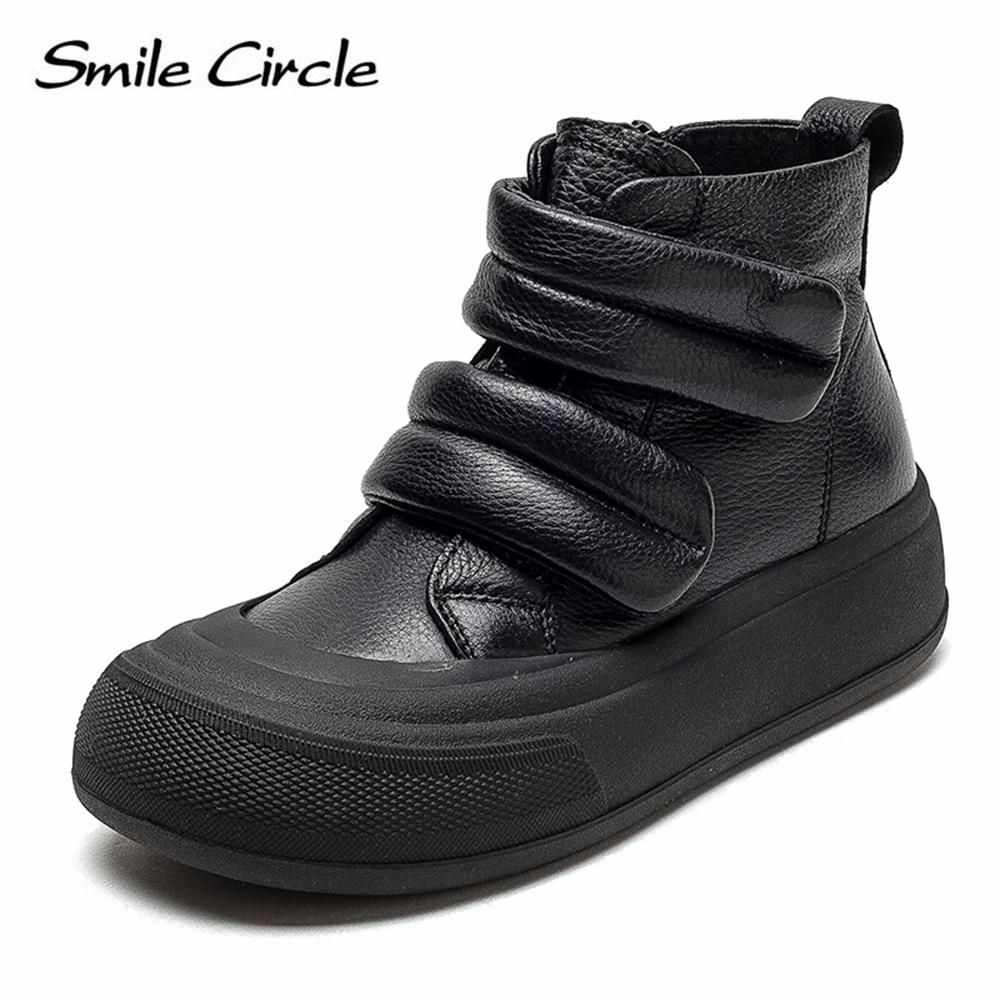 

Толстые женские ботинки «Мартенс» из натуральной кожи, толстые ботинки с низким берцем и круглым носком, модные удобные ботильоны 35 чёрный