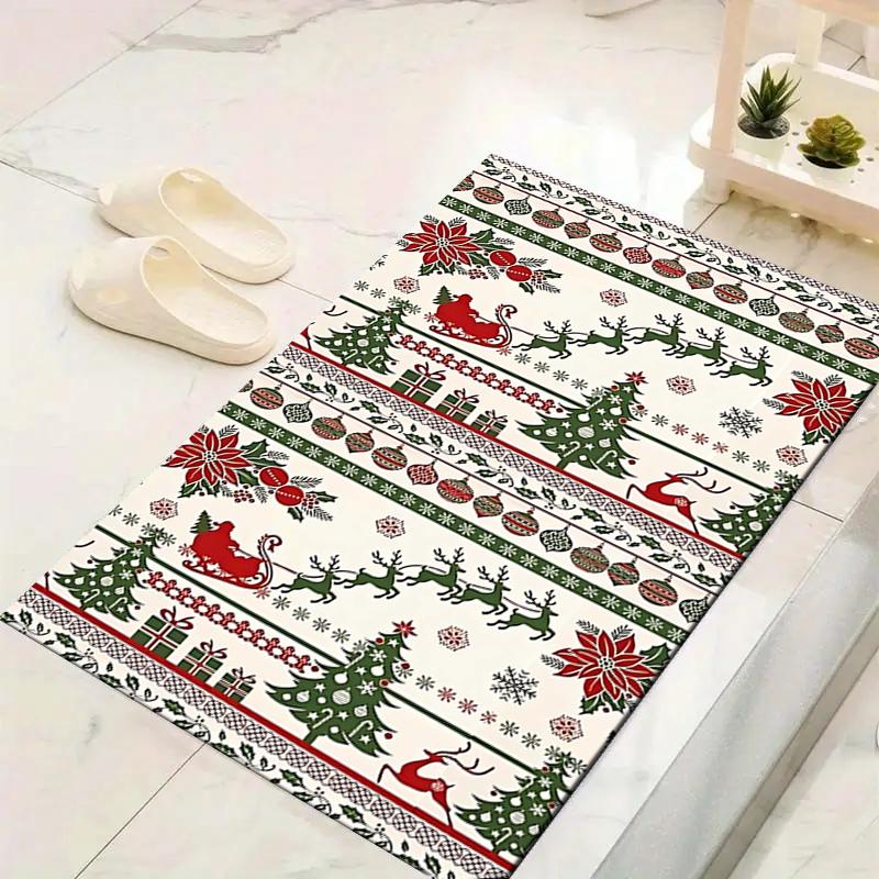 1Pc Christmas Candy Canes Rug Office Carpet Indoor Outdoor Doormat Nonslip Soft And Comfortable Living Room Christmas Halloween Gift D9186