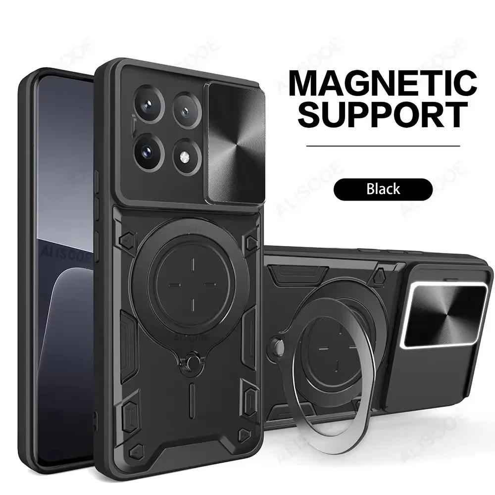 

Armor Magnetic Ring Stand Funda for POCO X7 Pro / X6 Pro 5G Case Slide Camera Protection Cover for Xiaomi POCO X6 5G Capa for POCO X7