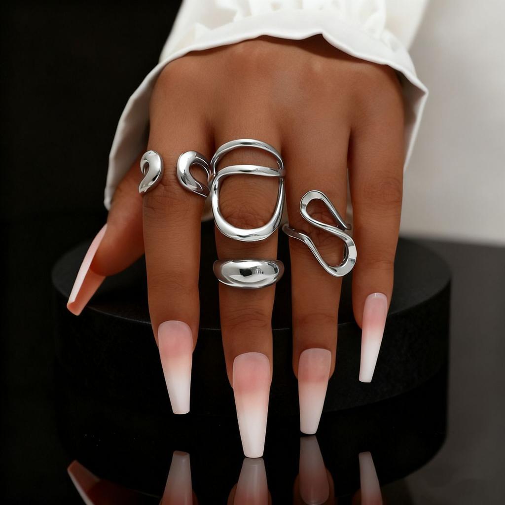 Party Daily Wear Rings Set Geometric lady Fashion suit 4Pcs exquisite  Handmade