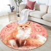 Pink Fox Pattern Round rug,Carpet Rug for Living Room Bedroom  Playroom ,Non-slip Floor Mat,Holiday Gifts and Birthday Gifts.