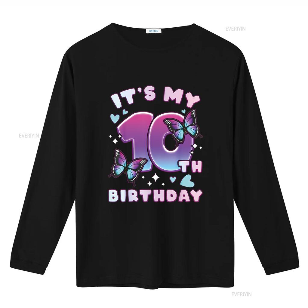 10e Verjaardag Meisje 10 jaar Vlinders en Numb Kenmerkend Damesmode T-shirt Print Top vintage Gewassen grafisch