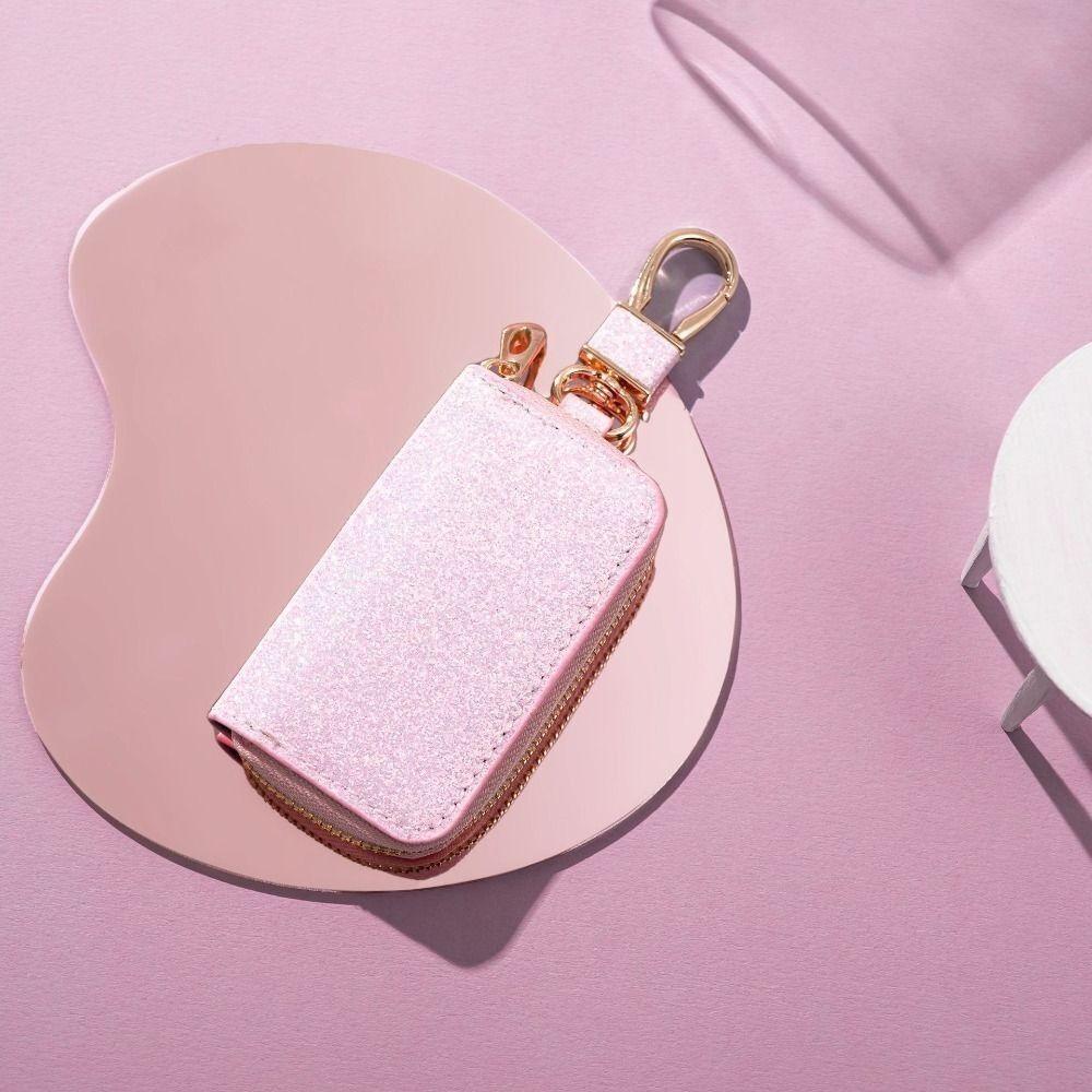 

PU Car Key Organiser Shiny Coin Bag Pendant Luxury Car Key Bag розовый