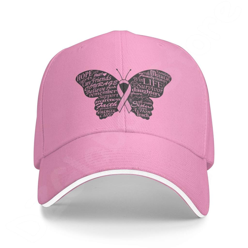 Boné de beisebol com suporte de fita rosa para câncer de mama feminino casual chapéu de proteção solar unissex ajustável boné de caminhoneiro dropshipping