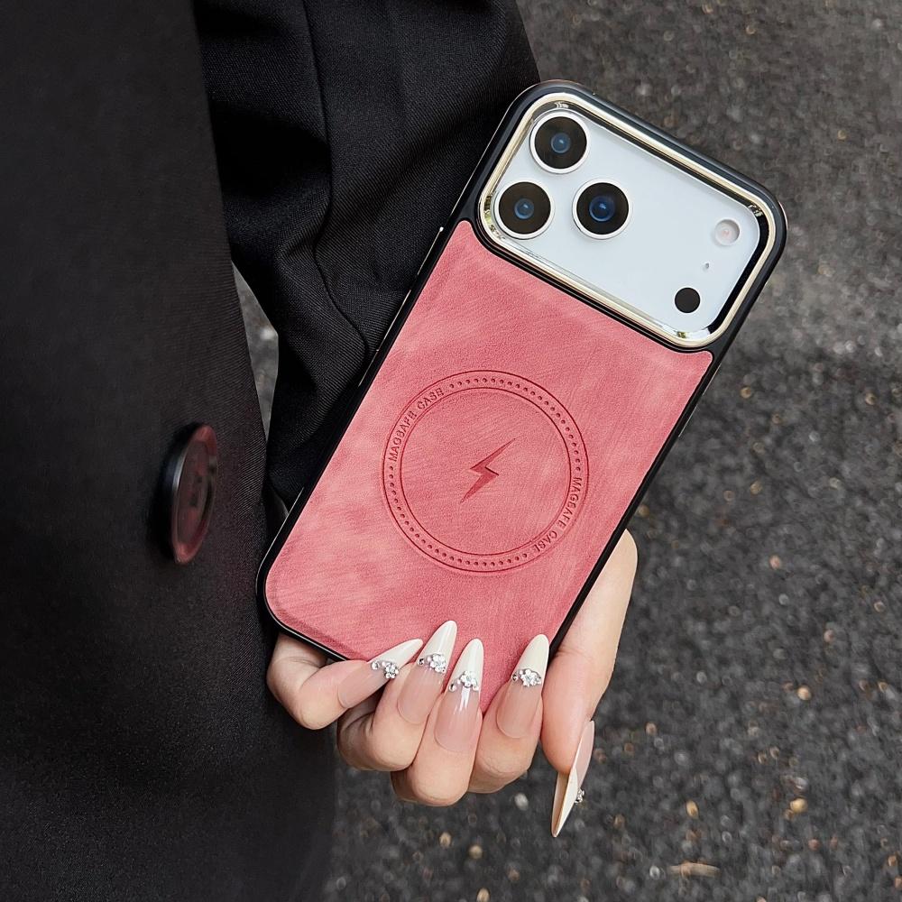 Luxury Lightning Charging Leather Texture Case For iPhone 17 Air 16 15 14 13 12 11 Pro Max Plus XS XR for Magsafe Magnetic Cover