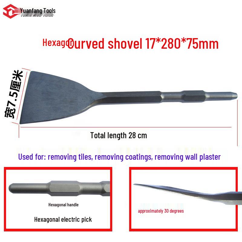 Electric Hammer Impact Drill Set: Square & Round Shank, Pointed & Flat Chisels, U-shaped & Shovel Heads, Slotting Through-Wall Drill.