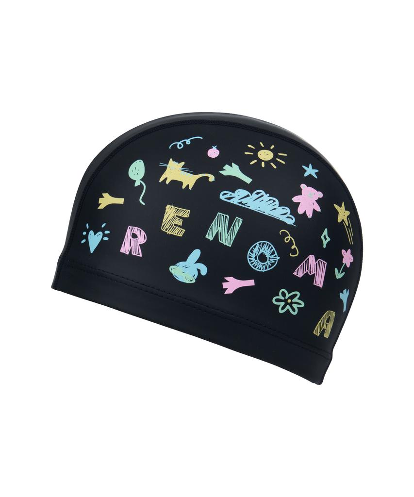 Lenomasuyeongbog Supplies Children'S Illustration Drawing Pu Swim Cap Black Ro-Rc2F754-Bk