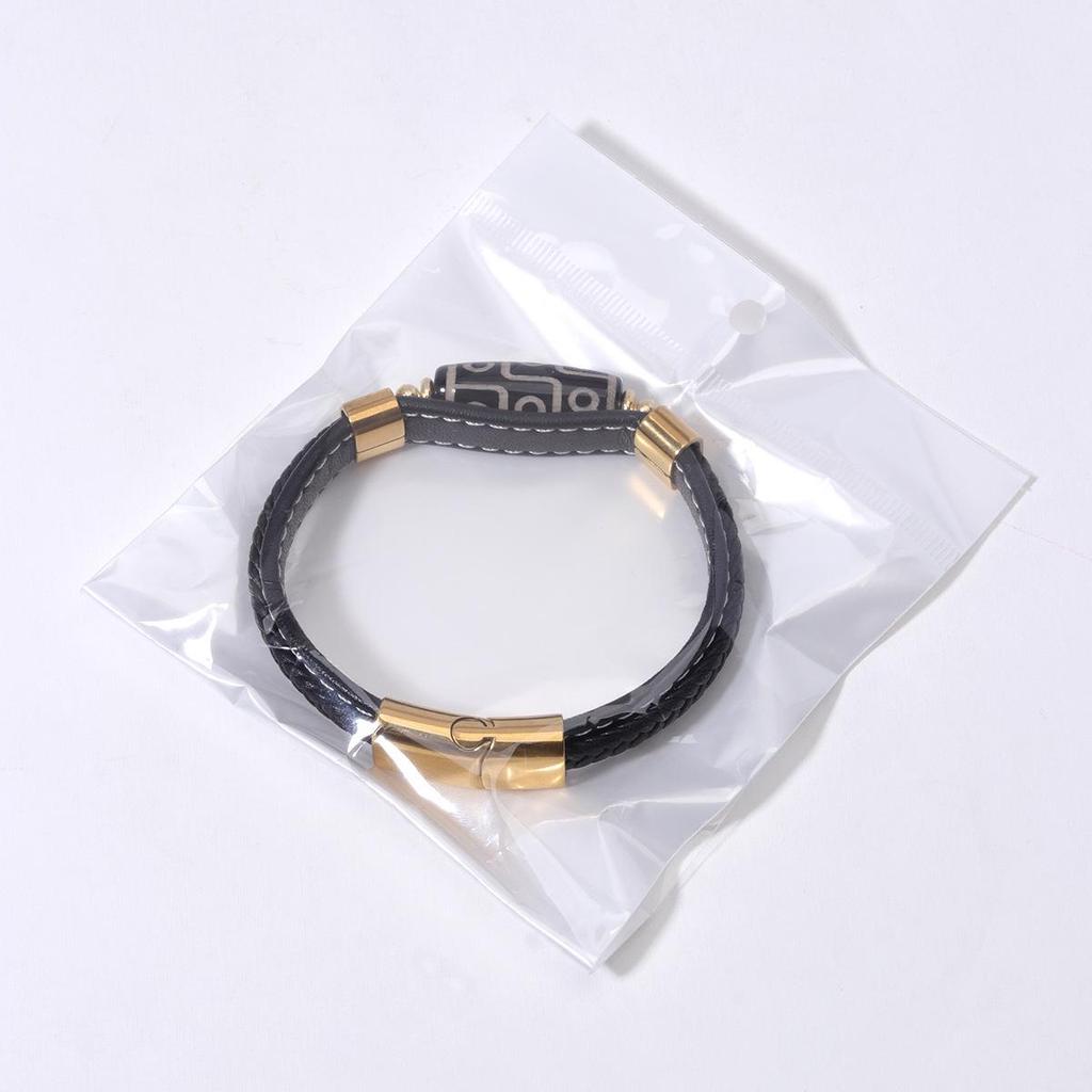 Pulsera de Cuero con Cuenta Dzi Tibetana de Nueve Ojos: Amuleto de la Suerte Estilo Étnico para Parejas