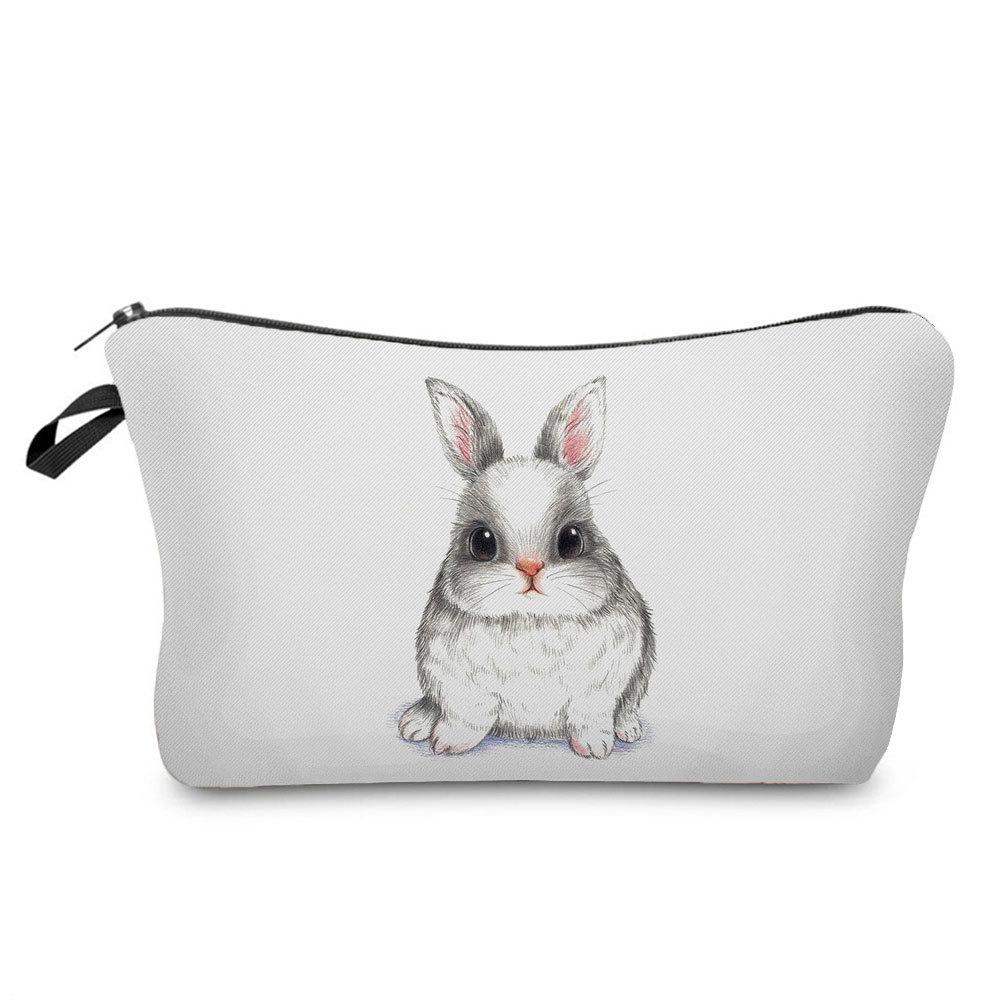 Women Rabbit Print Cosmetic Bag Toiletries Organize Travel Storage Case  6412 KTB