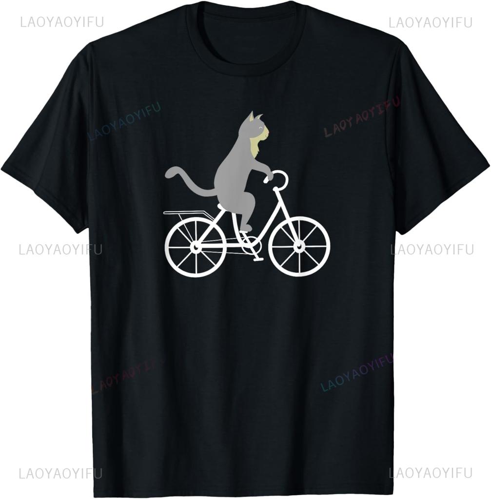 Funny Cat Riding BMX Art for Unisex Women BMX Bike BMX Lover TShirt Unisex Clothing Tops Graphic T Shirts Camisas Streetwear
