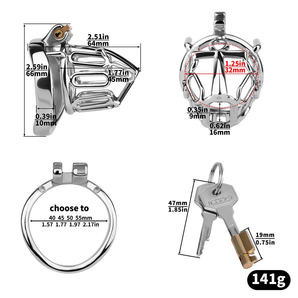 FRRK 304 Stainless Steel Penis Cage Male Chastity Device Metal Penis Lock Cock Cage BDSM Chastity Cage for Men