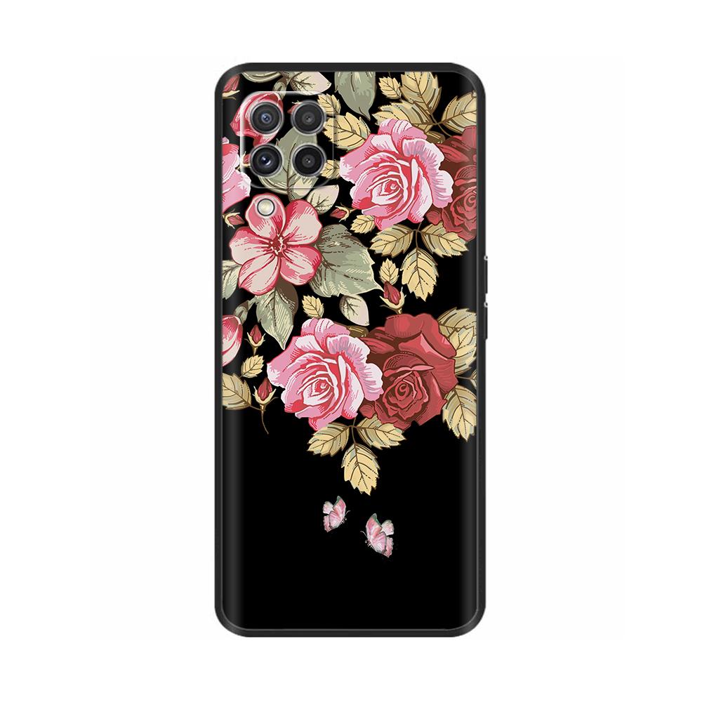 For Samsung A12 M12 F12 Case Stylish Painted Cover Soft Liquid Silicone Phone Case For Galaxy A12 A M F 12 Fundas TPU Capa Black